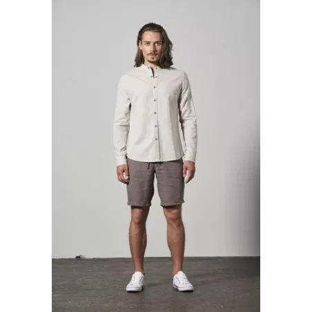 Men's shirt with mandarin collar in ecological hemp