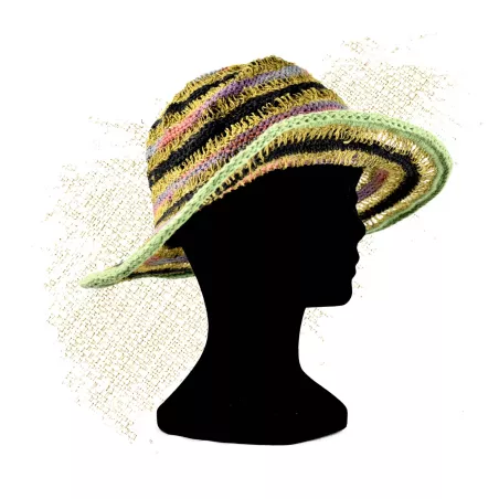 Hat - 100% Nepalese Hemp - Yellow and Green