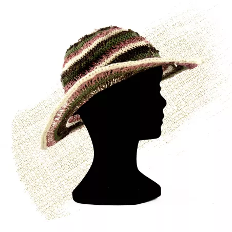 Chapeau - 100% Chanvre Népalais - Beige et Rose