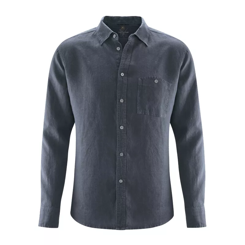 Pure hemp slim shirt - Chest pocket