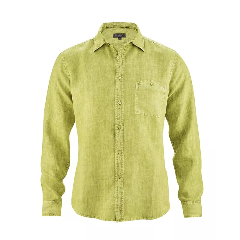 Pure hemp slim shirt - Chest pocket