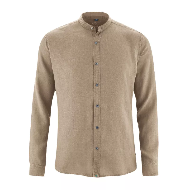 Camicia 100% canapa con colletto alla coreana per uomo