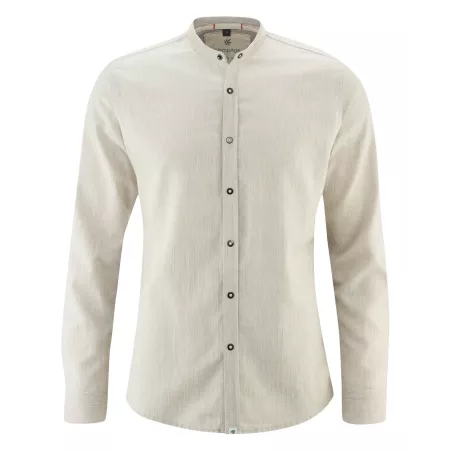 Men's shirt with mandarin collar in ecological hemp