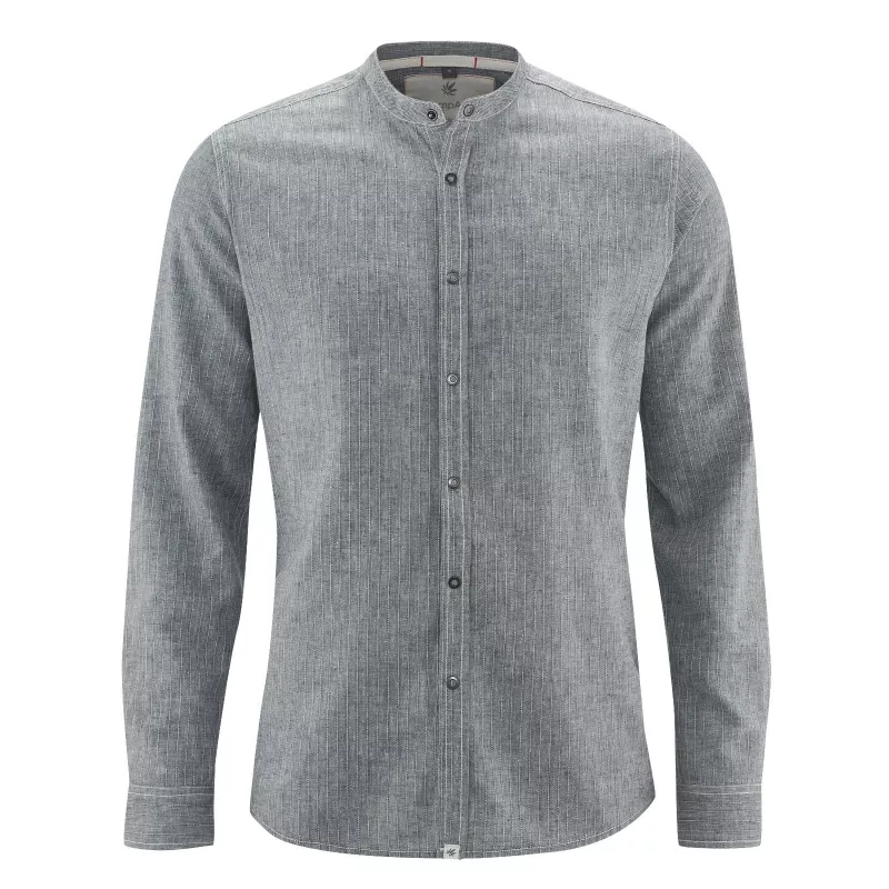 Men's shirt with mandarin collar in ecological hemp