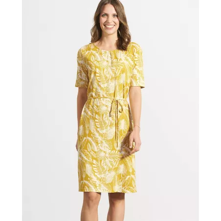 Dress with exotic leaf print - hempage