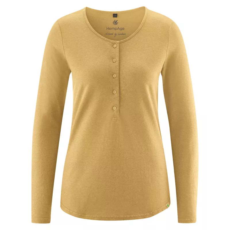 Long sleeve t-shirt with button neck