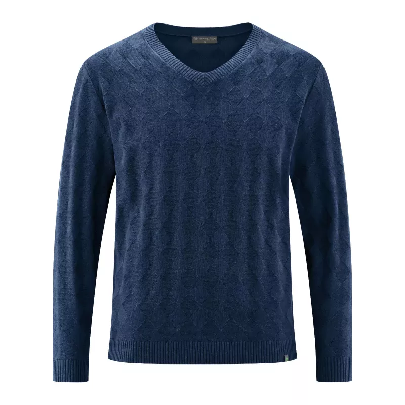 V-neck sweater in eco responsible hemp for men