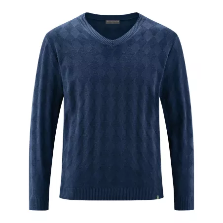 V-neck sweater in eco responsible hemp for men