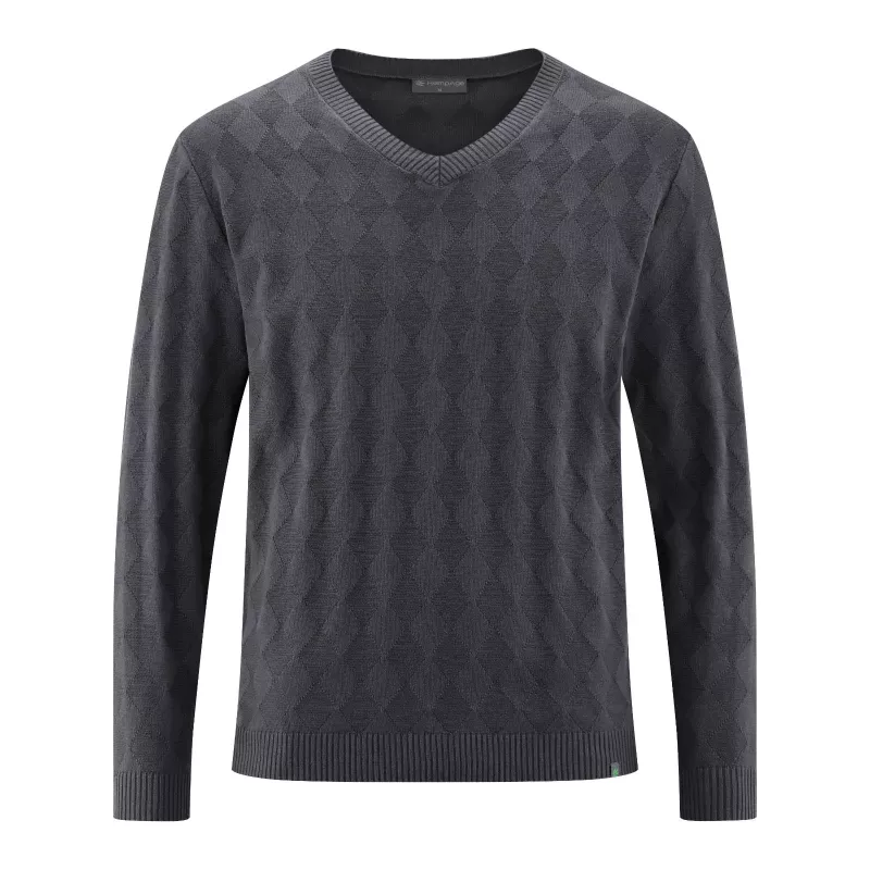 V-neck sweater in eco responsible hemp for men