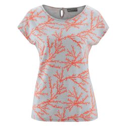 Women's Short Sleeve T-shirt in Hemp and Cotton Organic Printed Coral 2