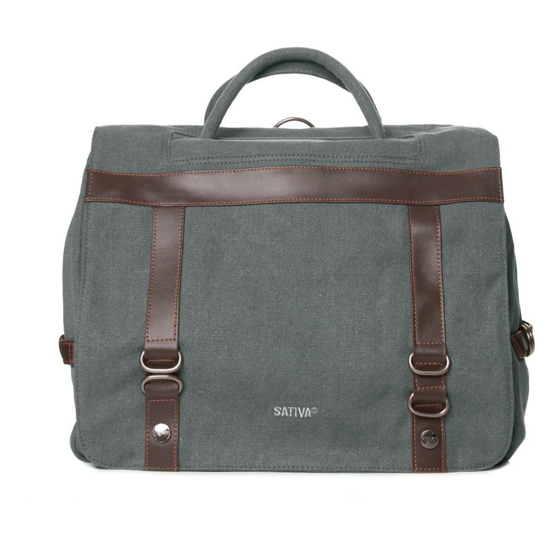 Satchel in hemp canvas and leather