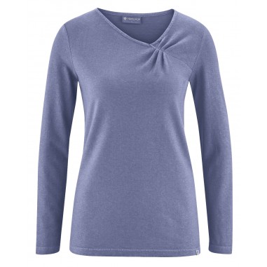 Long-sleeved t-shirt with asymmetrical collar 