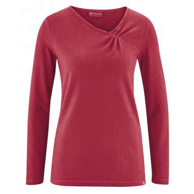 Long-sleeved t-shirt with asymmetrical collar 